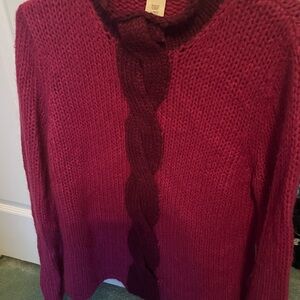 L.L. Bean Women's Magenta Sweater with Cable Detail